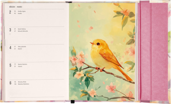NOTIQUE Týždenný magnetický diár Vtáčiky 2026, 11 x 16 cm 4