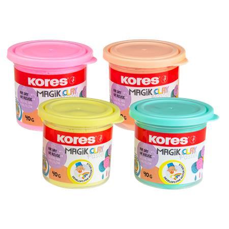 Plastelína,160 g, schnúca na vzduchu, 4 pastelové farby, KORES "Magic Clay" 1