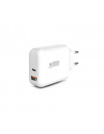 Sieťová nabíjačka, 1xUSB-A (18W), 1xUSB-C (45W), kábel USB-A–USB-C, URBAN FACTORY 4