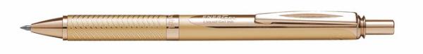 Roller, 0,35 mm, stláčací mechanizmus, telo pera: zlatá, PENTEL "EnerGel BL-407" modrá