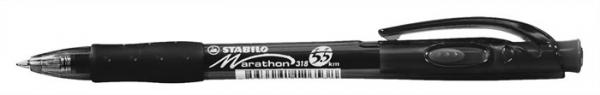 Guľôčkové pero, 0,4 mm, stláčací mechanizmus, STABILO "Marathon", čierne 1