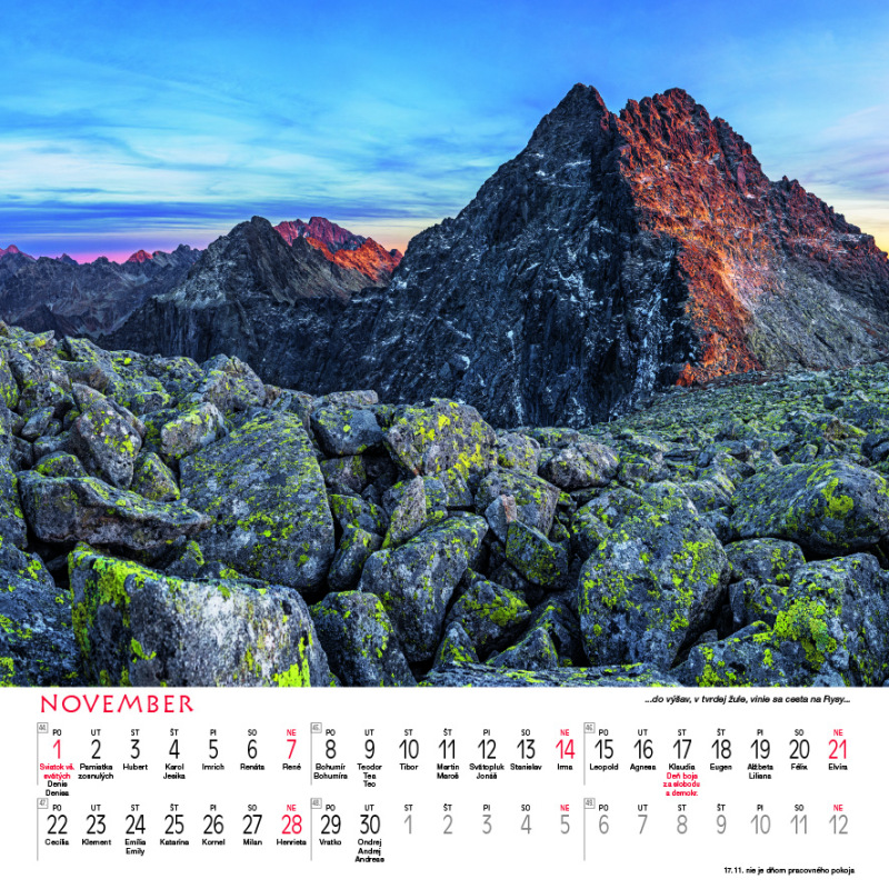 Nástenný kalendár Tatry štvorec 2027 12