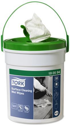 Čistiaca utierka, vlhčená, 1-vrstvová, 58 útržkov, v prenosnom vedre, W15 systém, TORK, bi