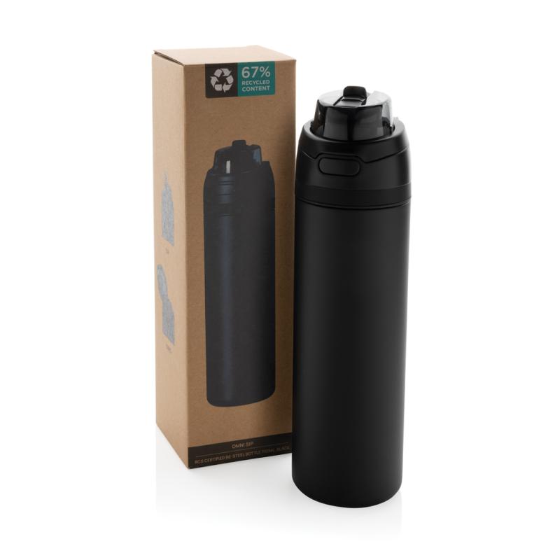 Uzatvárateľná fľaša Omni Sip 720ml z RCS recyklovanej ocele čierna 20