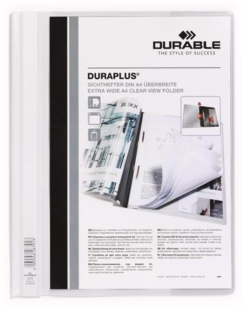 Rýchloviazač, A4, široký, priehľadné vrecko, DURABLE "DURAPLUS®", biela 1