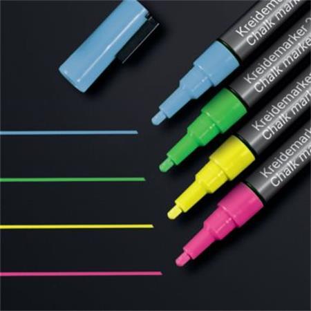 Kriedový popisovač, tekutý, sada, kužeľový hrot, 1-2 mm SIGEL, 4 rôzne farby 1