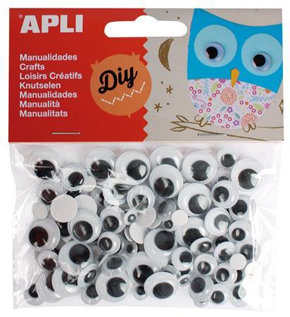 Samolepiace pohyblivé očká, okrúhle, APLI "Creative", čierne-biele