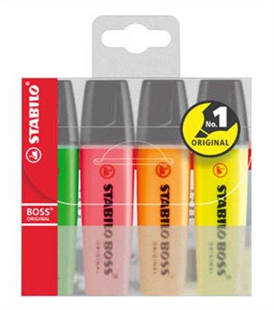 Zvýrazňovač, sada, 2-5 mm, STABILO "BOSS original", 4 rôzne farby 1