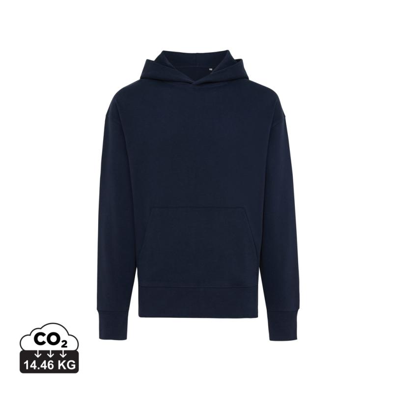 Mikina s kapucňou IQONIQ Yoho relaxed fit z recykl. bavlny námornícka modrá XS