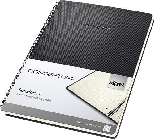 Špirálový zošit, exkluzívny, A4, linajkový, 80 listov, tvrdá obálka, SIGEL "Conceptum", či 1