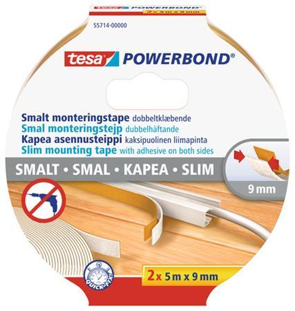 Montážna páska, úzka, 2 x 9 mm x 5 m, TESA, "Powerbond"