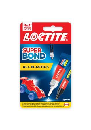 Sekundové lepidlo, gél, 2 g + 4 ml, HENKEL "Loctite Super Bond Plastik" 1