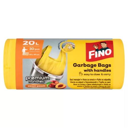 Vrecia na odpadky, s uškom, parfumované, 20 l, 30 ks, 44x49 cm, 12 µ, FINO "Premium handle 1