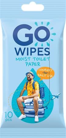 Toaletný papier, vlhčený, 10 ks, GO WIPES "Comfort"