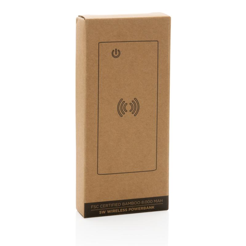 Bezdrôtová powerbanka 8 000 mAh 5W z bambusu hnedá 12
