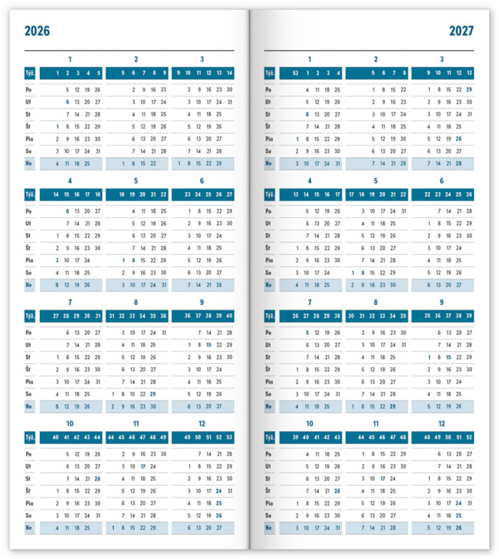 NOTIQUE Vreckový diár Alfons Mucha 2026, plánovací mesačný, 8 x 18 cm 2