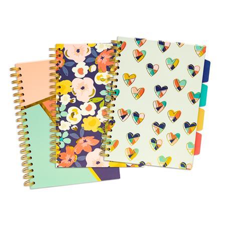 Špirálový zošit, B5, linajkový, 100 listov, PUKKA PAD "Floral Love Project Book", mix vzor