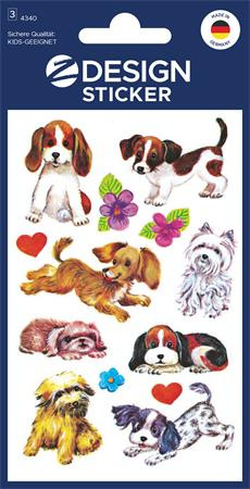 Nálepky, papier, 3 hárky, 76x120 mm, AVERY ZWECKFORM, "Z-Design No.4340", šteniatka