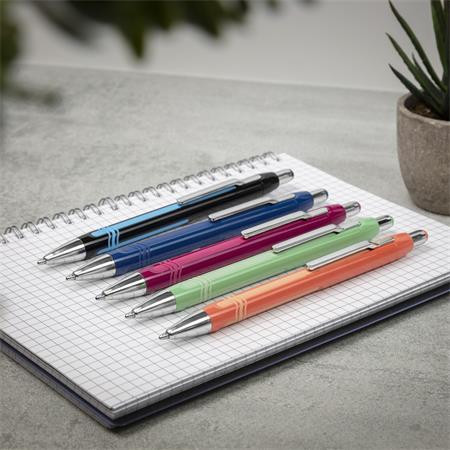 Guľôčkové pero, 0,7 mm, stláčací mechanizmus, ružové telo pera, SCHNEIDER "Epsilon", modré 5