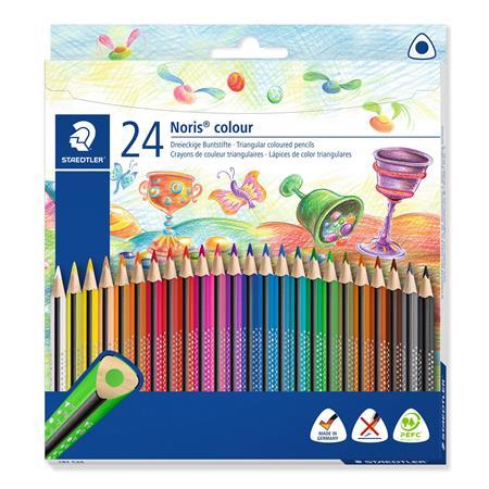 Farebné ceruzky, trojhranné, STAEDTLER "Noris Colour", 24 farieb