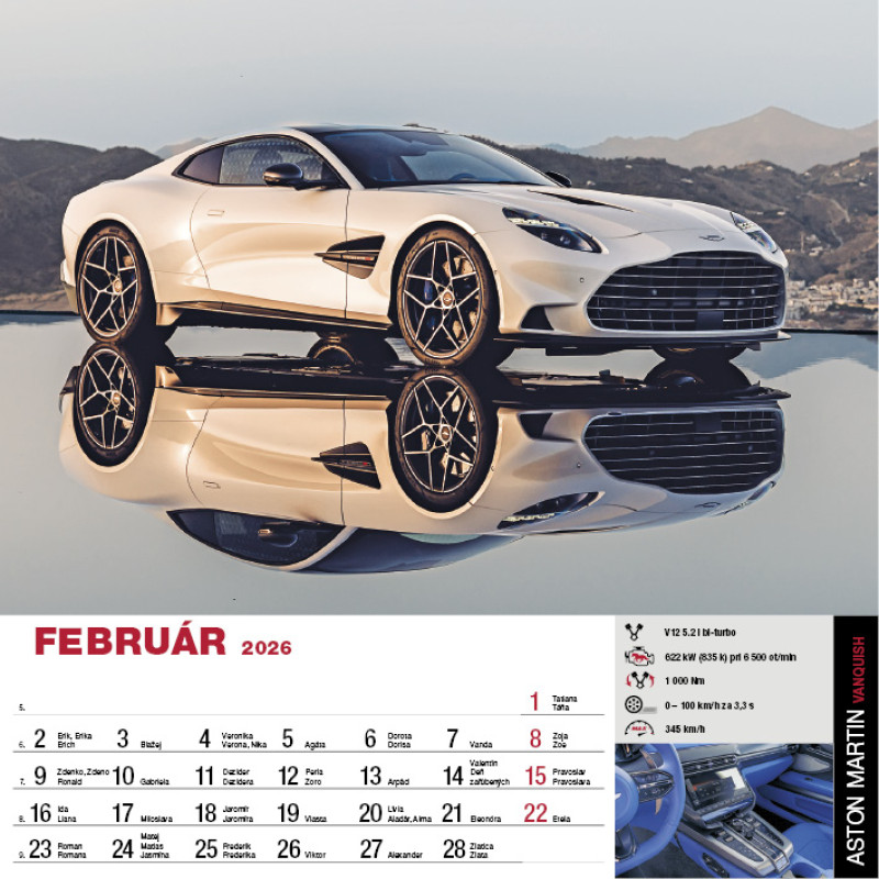Nástenný kalendár Sports Cars 2026 2