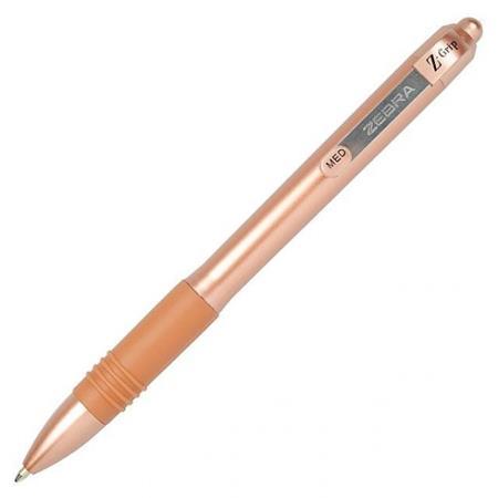 Guľôčkové pero, 0,27 mm, stláčací mechanizmus, ZEBRA "Z-Grip Smooth Rose Gold", modré 1