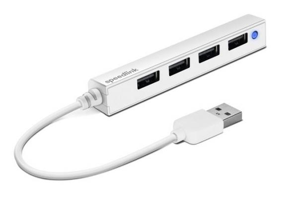 USB HUB, 4 porty, USB 2.0, SPEEDLINK "Snappy Slim" biela 1
