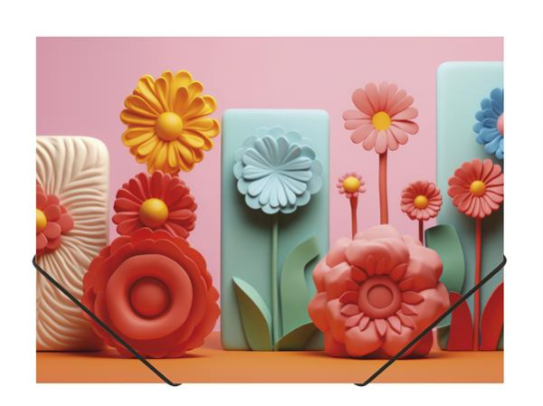 Doska s gumičkou, 15 mm, PP, A4, PANTA PLAST, "Modern Flowers" 1