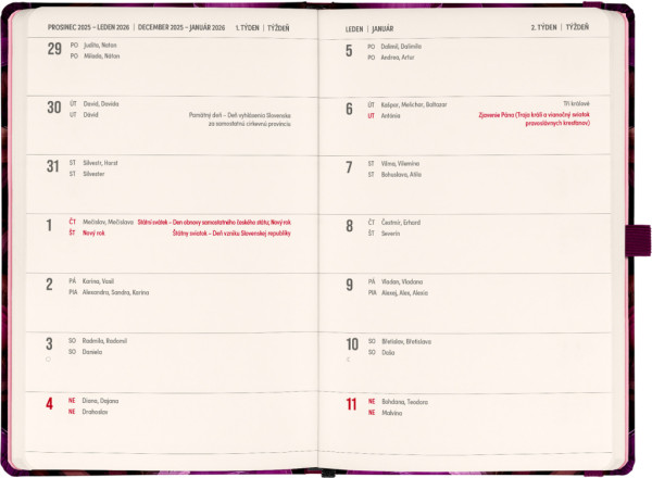 NOTIQUE Planbook diár/notes Fialové kvety 2026, 13 x 21 cm 1