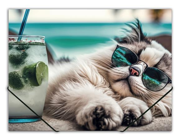 Doska s gumičkou, 15 mm, PP, A4, PANTA PLAST "Chillout cat" 1