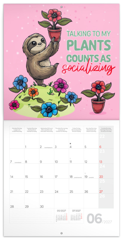 NOTIQUE Grid calendar Lazy Sloths 2027, 30 x 30 cm 1
