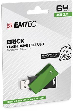 USB kľúč, 64GB, USB 2.0, EMTEC "C350 Brick", zelená 1