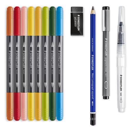 Sada štetcov, obojstranné, STAEDTLER "Design Journey Floral", 8 rôznych farieb 2