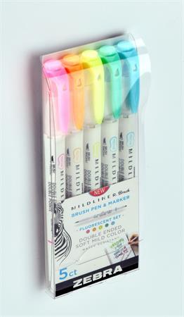 Fixky, sada, obojstranné, ZEBRA "Mildliner Fluorescent", 5 farieb 2