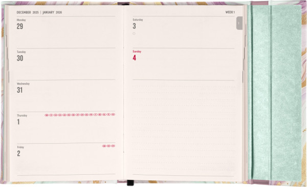 NOTIQUE Týždenný magnetický diár Ružový mramor 2026, 11 x 16 cm 1