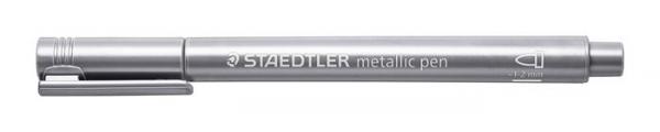 Dekoračný popisovač, 1-2 mm, kužeľový, STAEDTLER, strieborný 2