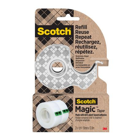 Lepiaca páska s kovovým s dispenzorom, 2 pásky, 19 mm x 13,9 m, 3M SCOTCH "Magic™", priehľ