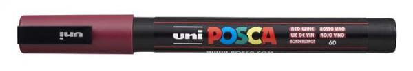 Dekoračný popisovač, 0,9-1,3 mm, UNI "Posca PC-3M", červené víno 1