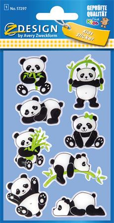 Nálepky, plast, 1 hárok, 76x120 mm, AVERY ZWECKFORM, "Z-Design No.57297", panda