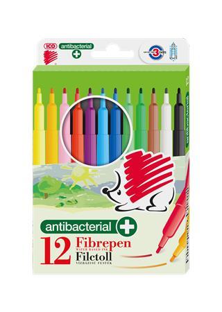 Fixky, sada, 1 mm, antibakteriálne, ICO "Ježko 300", 12 rôznych farieb 1
