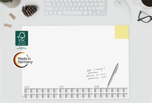 SIGEL Podložka na stôl, 595x410 mm, trojročné a týždenné kalendárium, s poznámkovým blokom, SIGE 6