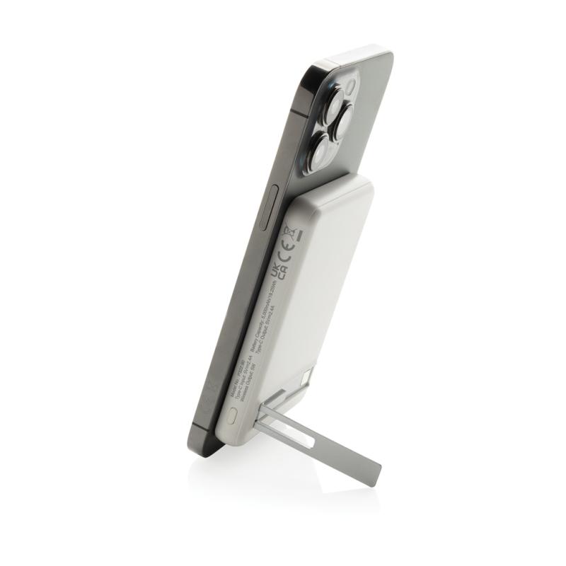 Magnetická powerbanka Zen 5000mAh 5W z RCS plastu a bambusu biela 7