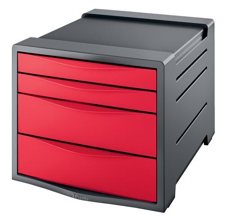 Zásuvkový box, plastový, 4 zásuvky, ESSELTE "Europost", Vivida červená 1