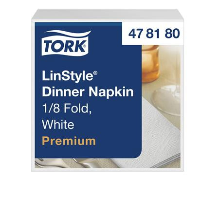 Servítky, priemyselne kompostovateľné, 1/8 ohyb, 1-vrstvové, 39x39 cm, Premium, TORK "LinS