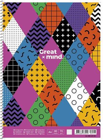 Špirálový zošit, A4+, štvorčekový, 80 listov, SHKOLYARYK "Great Mind", mix 1