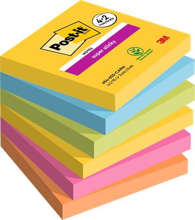 Samolepiaci poznámkový blok, 76x76 mm, 6x90 listov, 3M POSTIT "Super Sticky", "Carnival", 1