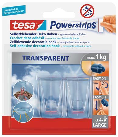 Odnímateľný nástenný háčik, TESA "Powerstrips®", priesvitný 1