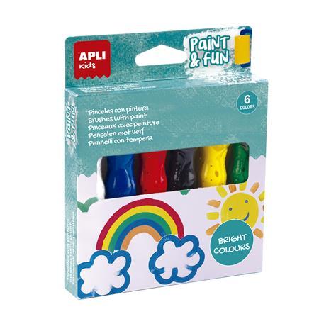 Tempera, sada, v tube so štetcom, APLI Kids "Paint&Fun", 6 rôznych farieb 1