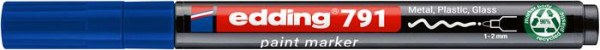 Lakový popisovač, 1-2 mm, PCR, EDDING „791“, modrý 1