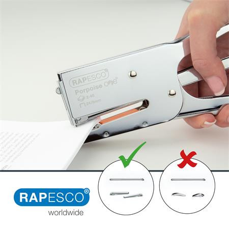 Zošívačka, ručná, 24/8, 45 listov, kov, RAPESCO "Porpoise ONE", chróm 4